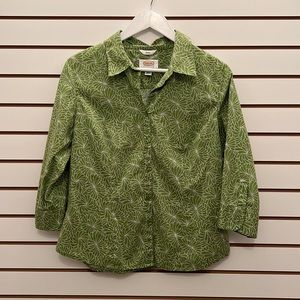 Beautiful patterned, green and white shirt